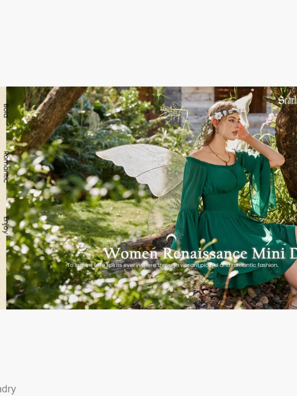 Off Shoulder Corset Dress with Bell Sleeves and Pockets, Mini Length - Picture 7 of 7